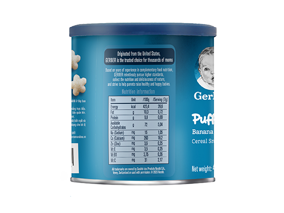 Bánh ăn dặm Gerber Puffs vị Chuối Táo