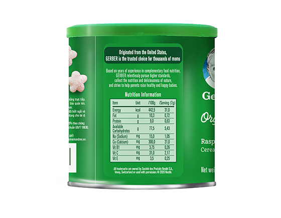 Bánh ăn dặm Gerber Organic vị Phúc bồn tử Chuối