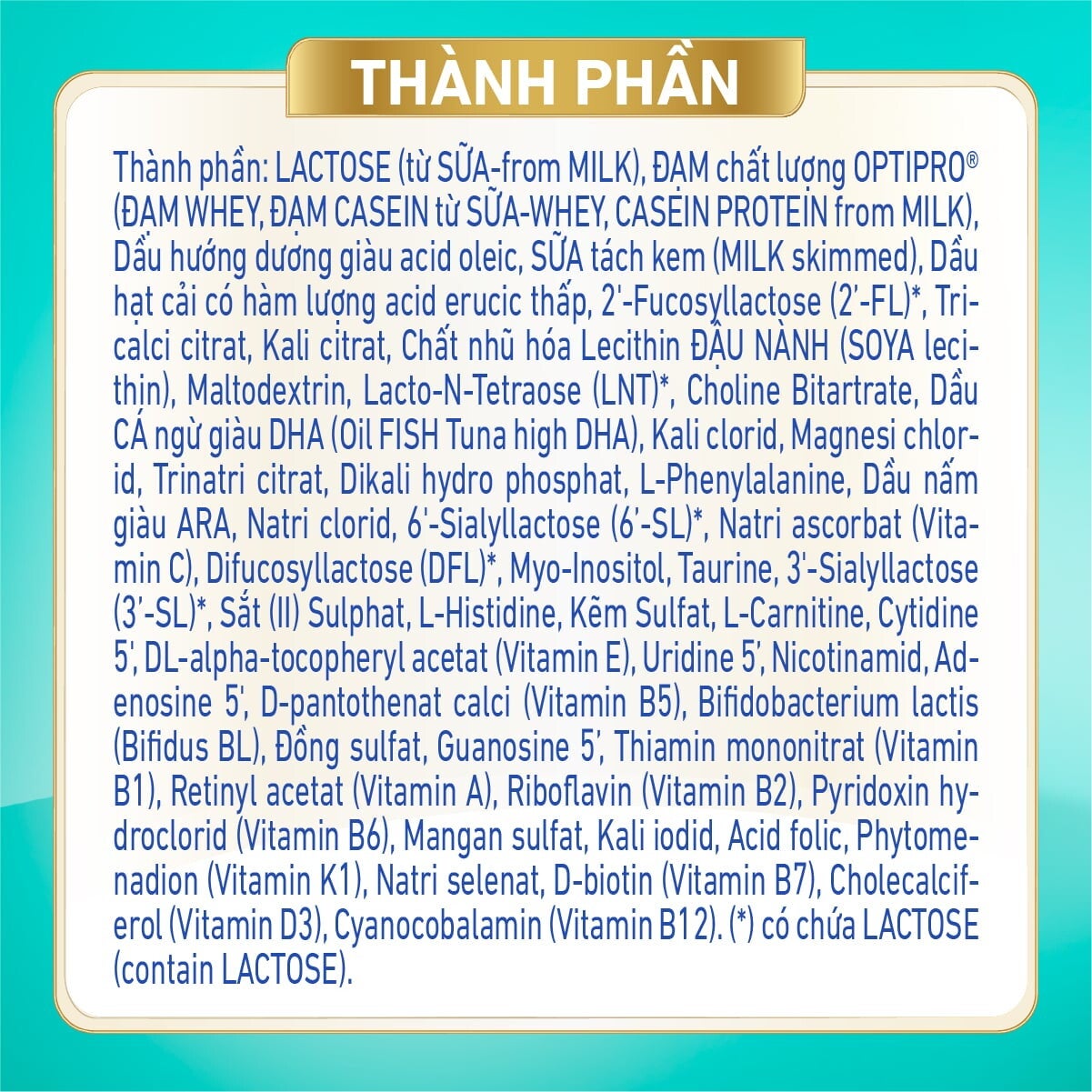 thành phần NAN Optipro Plus 1
