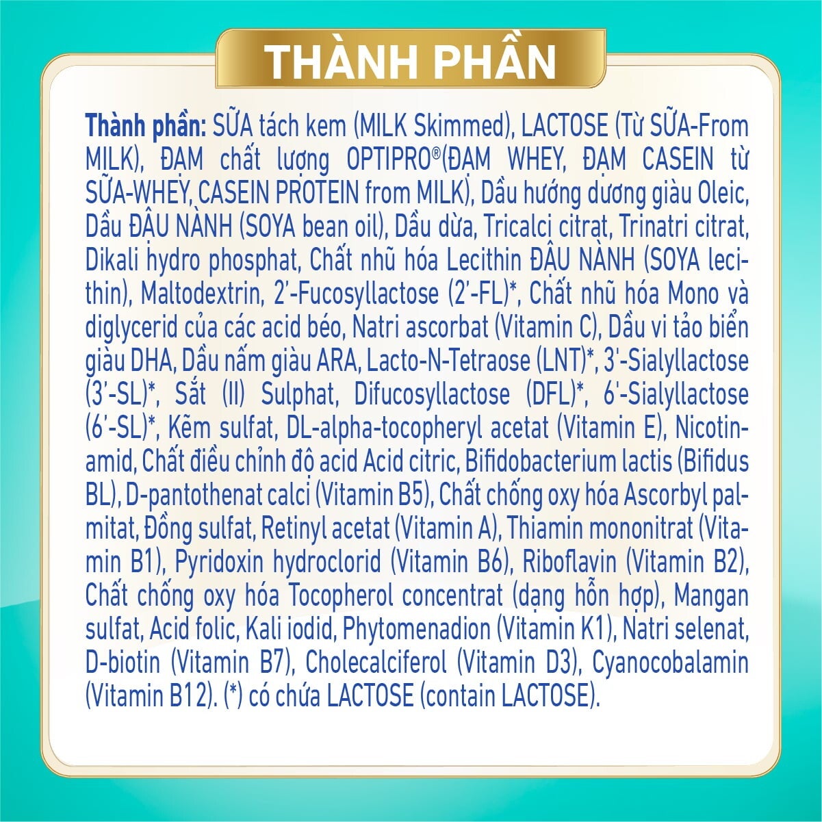 thành phần NAN Optipro Plus 3