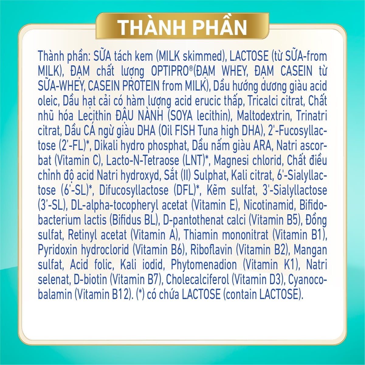 thành phần NAN Optipro Plus