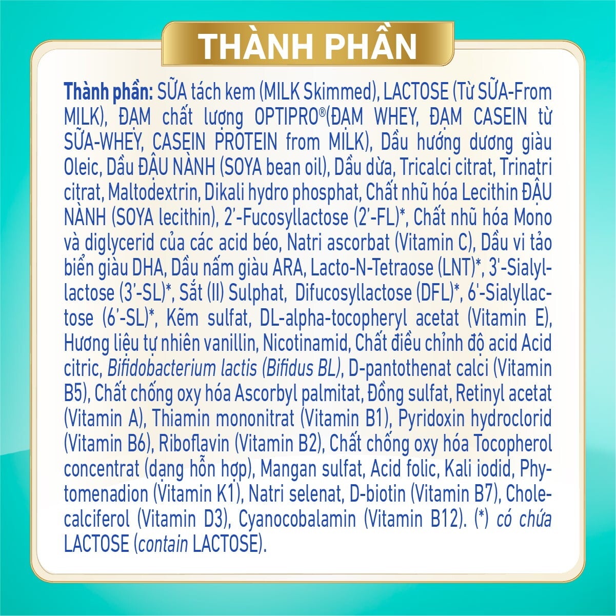 thành phần NAN Optipro Plus 4