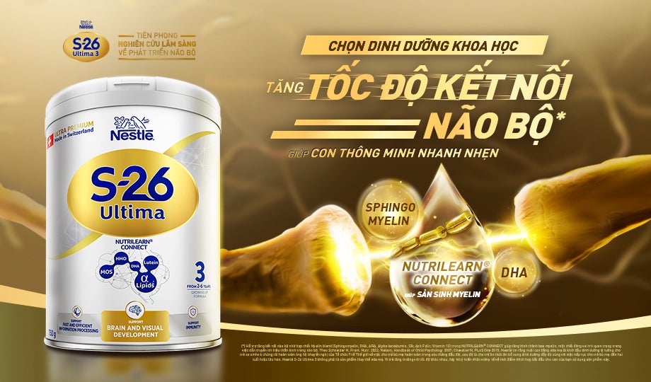 Chọn dinh dưỡng khoa học Nestlé S-26 Ultima 3 từ Thụy Sĩ: Con thông minh nhanh nhẹn nhờ tăng tốc độ kết nối não bộ* là cách dạy bé tập nói nhanh