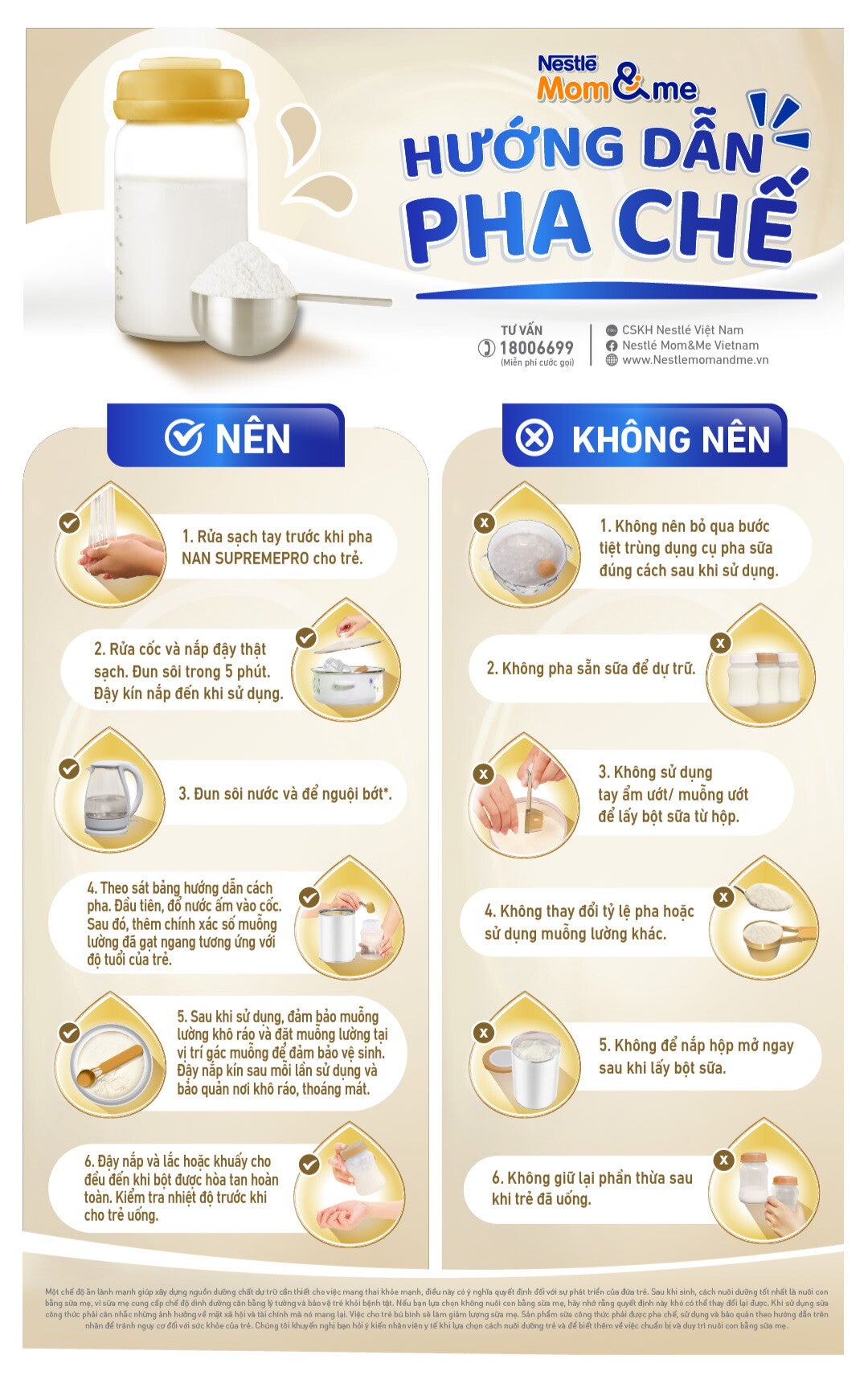 bảng hướng dẫn pha chế NAN Supreme Pro 2