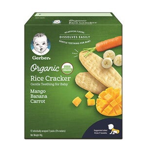 BÁNH GẠO ĂN DẶM GERBER ORGANIC XOÀI CHUỐI CÀ RỐT - 48g BÁNH GẠO ĂN DẶM GERBER ORGANIC XOÀI CHUỐI CÀ RỐT - 48g