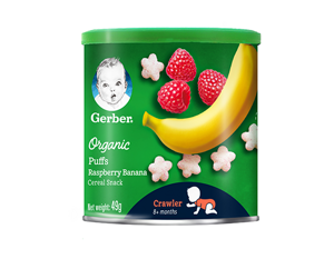 Bánh ăn dặm Gerber Organic vị Phúc bồn tử Chuối Bánh ăn dặm Gerber Organic vị Phúc bồn tử Chuối
