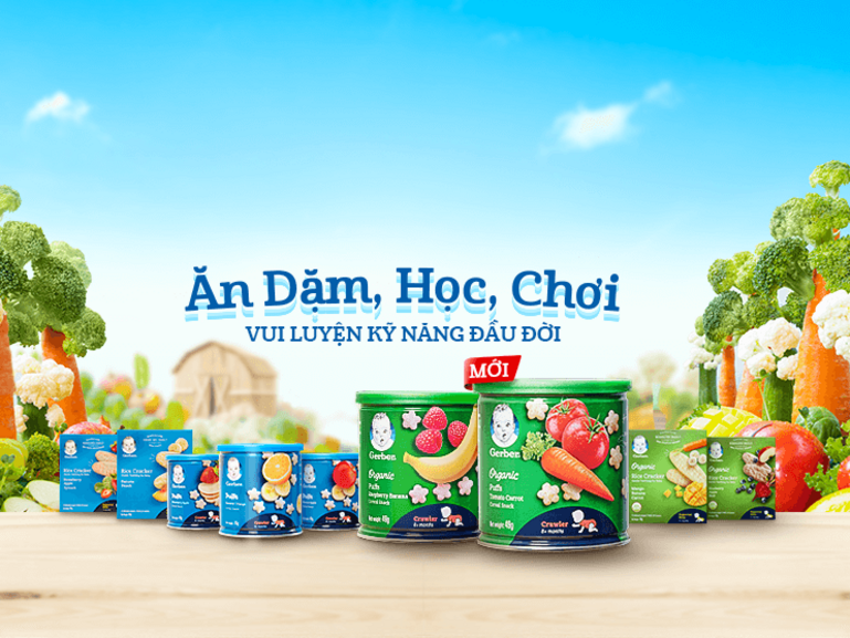 Bánh ăn dặm gerber cùng bé vui luyện kỹ năng đầu đời
