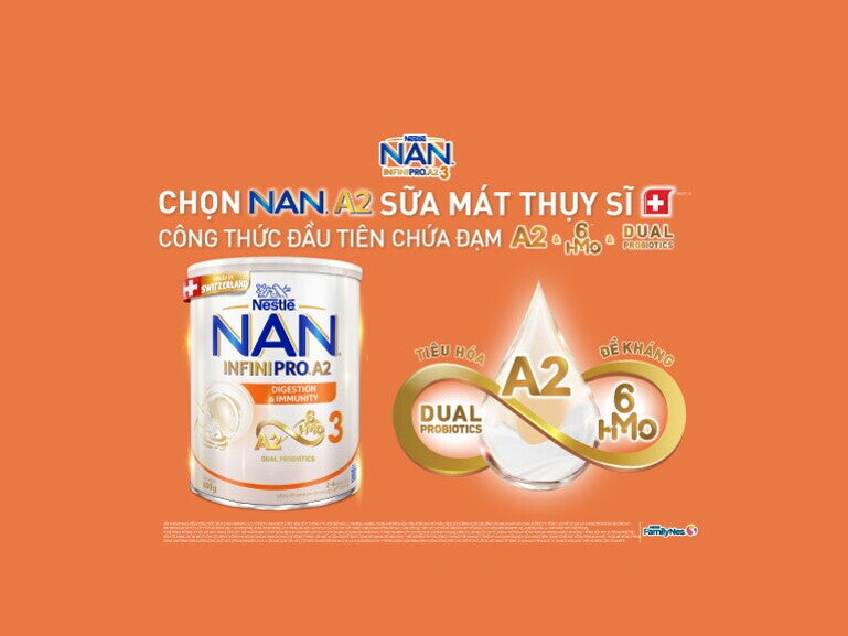 NAN INFINIPRO A2 3 THỤY SỸ ĐẦU TIÊN VỚI ĐẠM A2, 6HMO VÀ LỢI KHUẨN KÉP