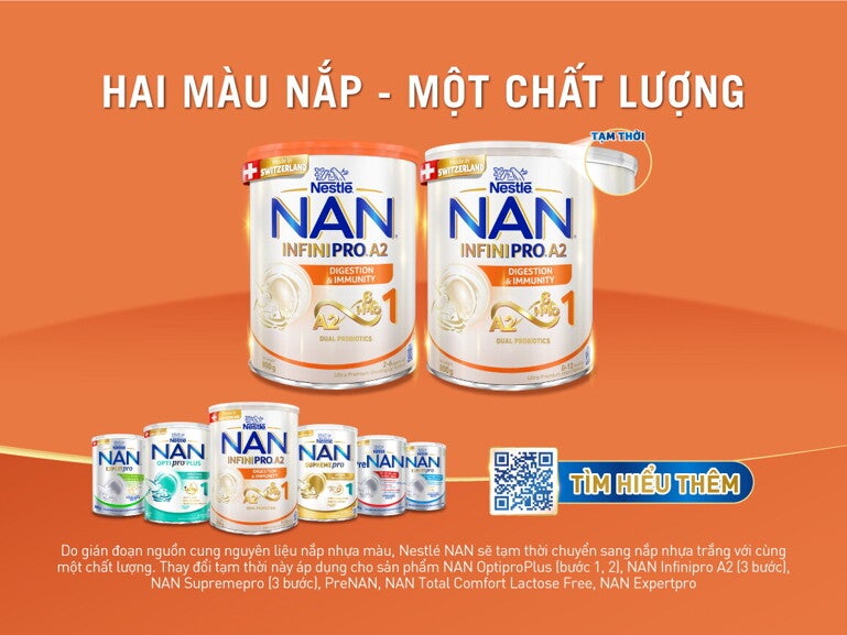 Thông báo thay đổi tạm thời màu sắc nắp của các sản phẩm Nestlé NAN