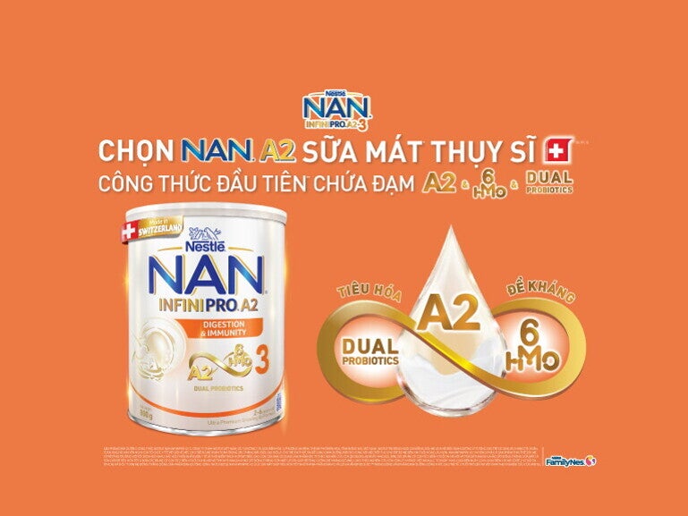 NAN INFINIPRO A2 3 THỤY SỸ ĐẦU TIÊN VỚI ĐẠM A2, 6HMO VÀ LỢI KHUẨN KÉP