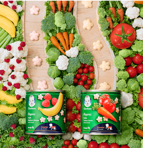 Bánh ăn dặm Gerber Organic vị Phúc bồn tử Chuối Bánh ăn dặm Gerber Organic vị Phúc bồn tử Chuối